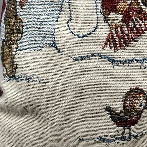 Winter Scene Parent & child Snow People Needle Point Throw Pillow. 15.5” - Picture 5 of 10